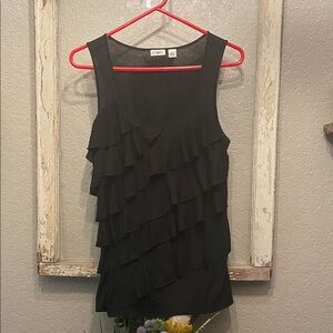 Cato Black Ruffled Sleeveless Top